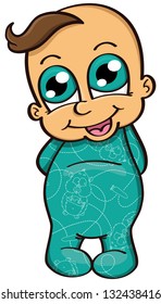 Baby boy. vector illustration of cute baby boy in pajamas with hamsters and carrots