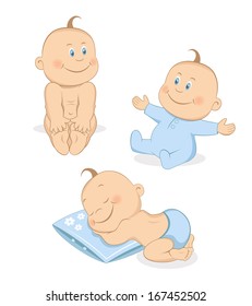 Baby boy vector set