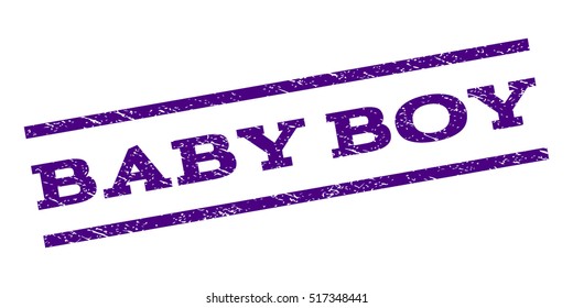 Baby Boy watermark stamp. Text caption between parallel lines with grunge design style. Rubber seal stamp with dirty texture. Vector indigo blue color ink imprint on a white background.
