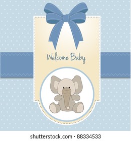 baby boy welcome card with elephant