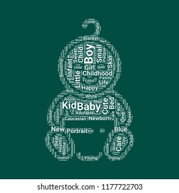 baby boy word cloud. word cloud of baby boy shape can be use for blog.