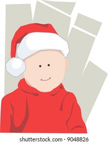 A baby boy worn the Santa clause costume	
