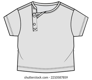 baby boys and girls infant unisex short sleeve crew neck fashion t shirt technical drawing flat sketch vector illustration template. cad mockup.