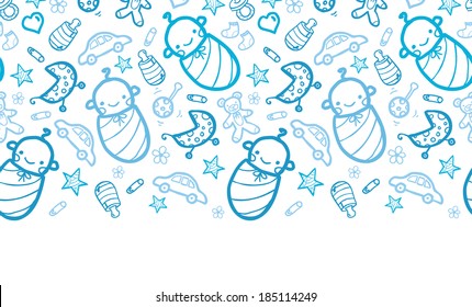 Baby boys horizontal seamless pattern background