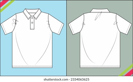 BABY BOYS POLO T SHIRT SKETCH FASHION TEMPLATE TECHNICAL DRAWING ILLUSTRATION