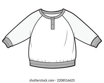 camisas de sudadera de manga larga corteza de cuello de la tripulación camiseta de la moda dibujo plano ilustración vectorial.