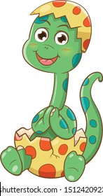 baby brachiosaurus greeting  Vector illustration of Cartoon Dinosaur Character