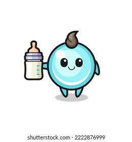 baby bubble cartoon character with milk bottle , cute style design for t shirt, sticker, logo element