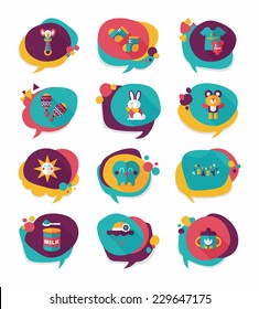 baby bubble speech banner design flat background set, eps10