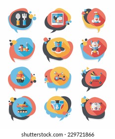 baby bubble speech banner design flat background set, eps10