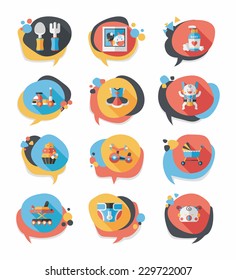 baby bubble speech banner design flat background set, eps10
