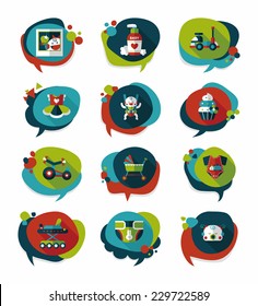 baby bubble speech banner design flat background set, eps10
