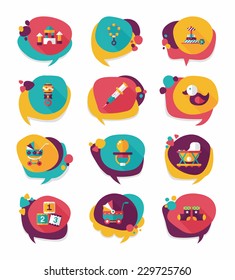 baby bubble speech banner design flat background set, eps10