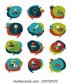 baby bubble speech banner design flat background set, eps10