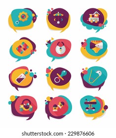 baby bubble speech banner design flat background set, eps10