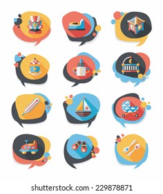baby bubble speech banner design flat background set, eps10