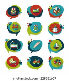 baby bubble speech banner design flat background set, eps10