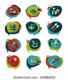 baby bubble speech banner design flat background set, eps10