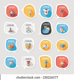 baby bubble speech banner design flat background set, eps10