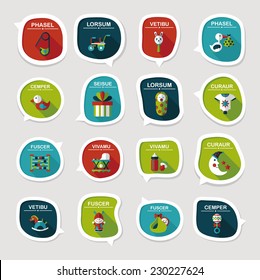 baby bubble speech banner design flat background set, eps10