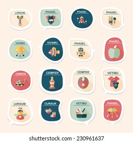 baby bubble speech banner design flat background set, eps10
