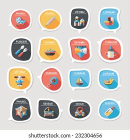 baby bubble speech banner design flat background set, eps10, dummy text