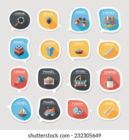 baby bubble speech banner design flat background set, eps10, dummy text