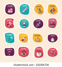 baby bubble speech banner design flat background set, eps10, dummy text