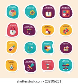 baby bubble speech banner design flat background set, eps10, dummy text