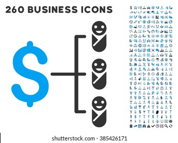 Baby Budget icon within 260 vector business pictogram set. Style is bicolor flat symbols, light blue and gray colors, white background.