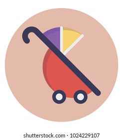 Baby Buggy Flat Vector Icon.
