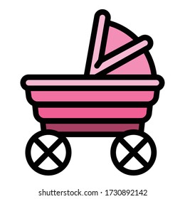 Baby buggy icon. Outline baby buggy vector icon for web design isolated on white background