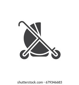 Baby buggy icon vector, filled flat sign, solid pictogram isolated on white. Stroller symbol, logo illustration. Pixel perfect graphics