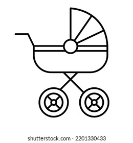 Baby buggy line Vector Icon easily modified

