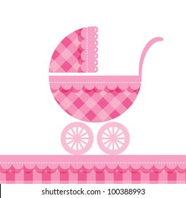 Baby buggy on white background. Vector illustration.