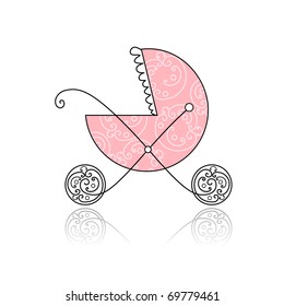 Baby buggy pink for your design