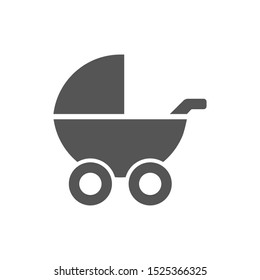 Baby buggy simple icon grey color on white background. Vector illustration. EPS 10