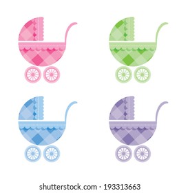 Baby buggy. Vector illustration.