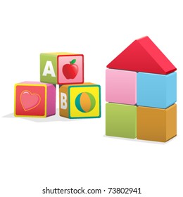 Baby Building Blocks, With ABC's, Images, And Blank