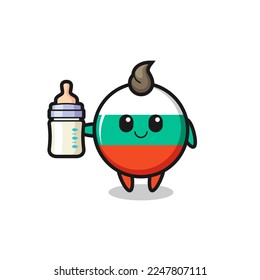 baby bulgaria flag badge cartoon character with milk bottle , cute style design for t shirt, sticker, logo element