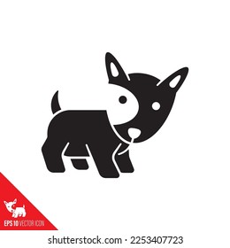 Baby Bull Terrier vector glyph icon. Cute puppy dog symbol.