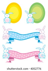 baby bunnies banner and frame (vector) - cartoon illustration / blank for your own message