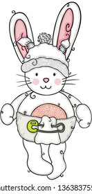 Baby bunny with diaper and cap