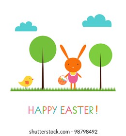 Baby bunny Easter vector card