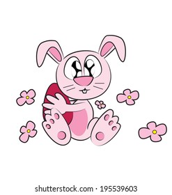 Baby bunny holding an easter egg