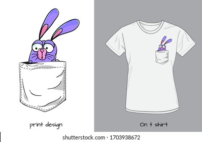 Baby Bunny In My Pocket. T Shirt Design For Youth