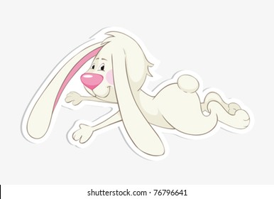 Baby bunny. The newborn rabbit. Vector sticker