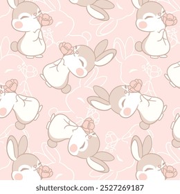 Baby Hase rosa pastellfarben Baby Kinderzimmer Kinder nahtloses Muster
