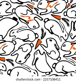 Conejo bebé, patrón sin costuras de conejo. Conejo de colores. Animales de Pascua. Ilustración del vector de Hares aislada en el fondo. Diseño para tarjeta, papel, impresión, tela, papel pintado, embalaje, textil 