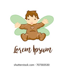  Baby with butterfly wings. Character logo svg